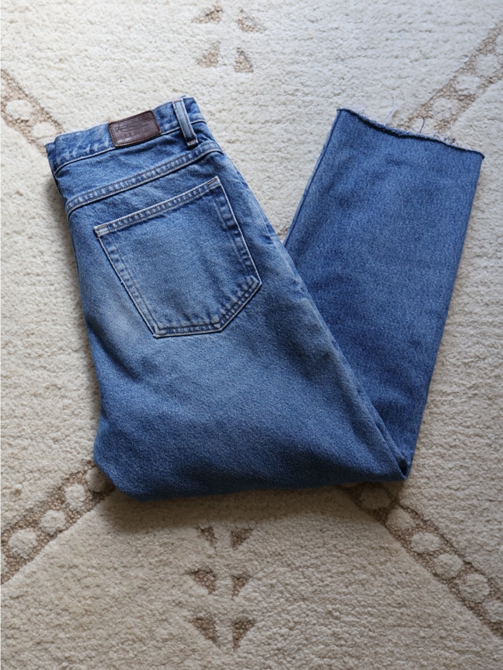 Vintage L.L. Bean Flannel Lined Classic Straight Fit Jeans in Medium Blue